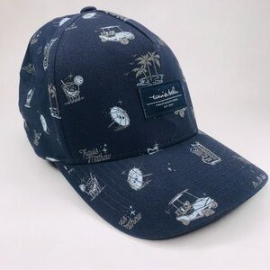 Travis Mathew Men's Backyard Olympics Golf Cart Hat Flexfit Blue Snapback